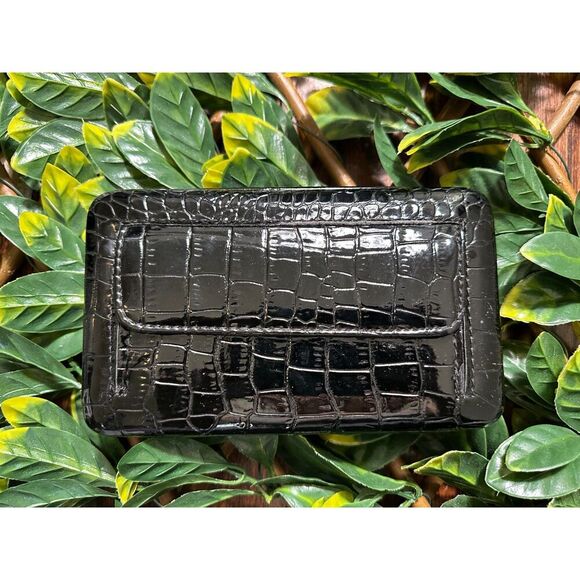 Y2K Black Snakeskin Skull Silver Studded Moto Biker Wallet - Picture 3 of 8